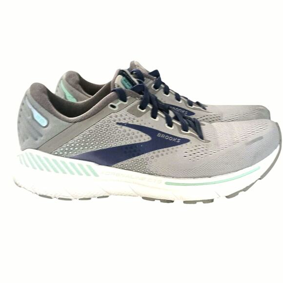 Brooks Adrenaline GTS 22 gray and blue running athletic shoe 9 womens gym active - Picture 1 of 9